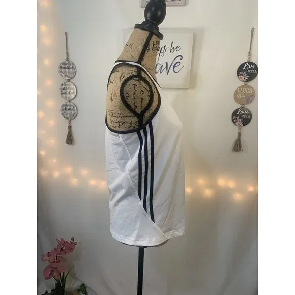 (B-49)Adidas Women’s L White Racerback Tank Top Athletic Workout Running Gym Act - Picture 4 of 7